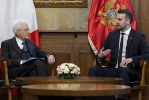 Il Presidente della Repubblica Sergio Mattarella con il Primo Ministro del Montenegro, Milojko Spajić