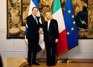 Il Presidente del Consiglio Giorgia Meloni con Isaac Herzog, Presidente d'Israele