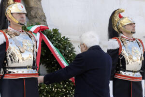 Il Presidente Sergio Mattarella in occasione della deposizione di una corona d’alloro sulla Tomba del Milite Ignoto, nella ricorrenza della Giornata dell’Unità Nazionale