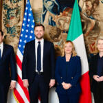 Il Segretario di Stato degli Stati Uniti d'America, Marco Rubio, il Vicepresidente degli Stati Uniti d’America, J.D. Vance, il Presidente del Consiglio, Giorgia Meloni e la Presidente della Commissione europea, Ursula von der Leyen