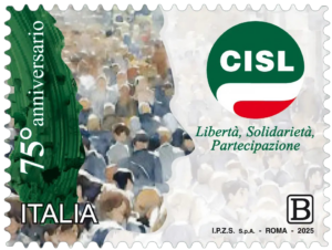 La bozza del francobollo celebrativo del 75° anniversario della Cisl