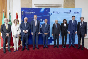 Sergio Mattarella con il Re di Spagna Felipe VI e il Presidente della Repubblica Portoghese Marcelo Rebelo de Sousa, in occasione del XVIII simposio COTEC Europa