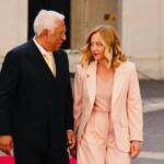 Il Presidente del Consiglio, Giorgia Meloni, accoglie il Presidente del Consiglio europeo, António Costa
