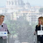 La Presidente della Commissione europea, Ursula von der Leyen e il Presidente del Consiglio, Giorgia Meloni