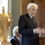 Il Presidente Sergio Mattarella nel corso dell'incontro con una delegazione di rappresentanti della National Italian American Foundation