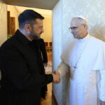 Volodymyr Zelensky Presidente Ucraina incontra Robert Prevost, Papa Leone XIV