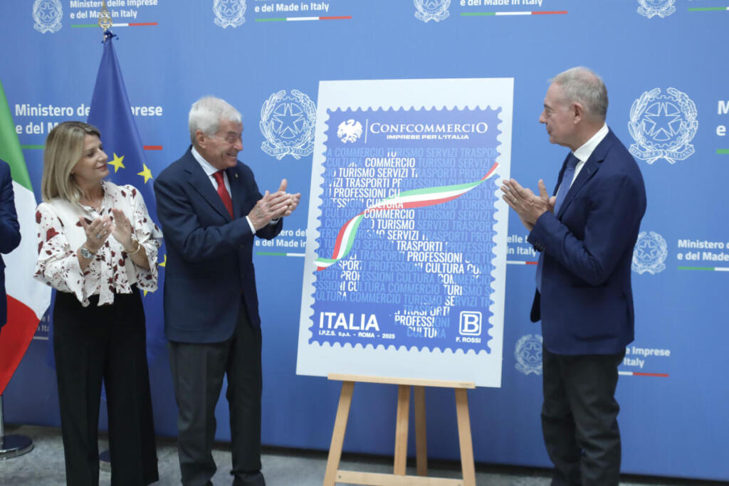 Fausta Bergamotto, Sottosegretario MIMIT, Carlo Sangalli, Presidente Confcommercio e Adolfo Urso, Ministro MIMIT