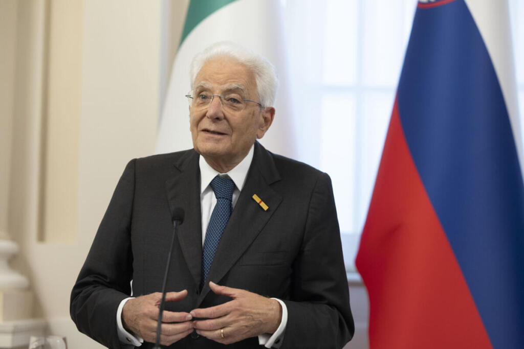 Il Presidente della Repubblica Sergio Mattarella durante la conferenza stampa, in occasione della Visita Ufficiale nella Repubblica di Slovenia