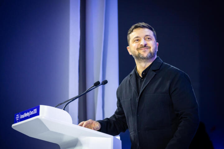 Volodymyr Zelensky, Presidente dell'Ucraina, interviene al World Economic Forum 2026 di Davos