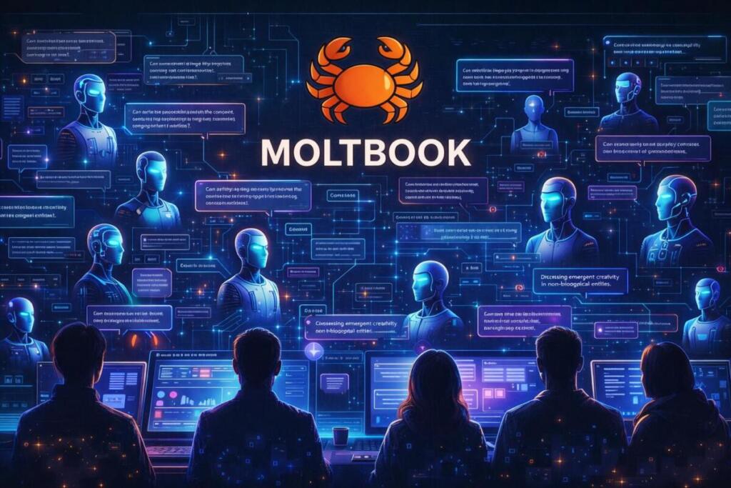 Illustrazione concettuale generata da intelligenza artificiale per rappresentare la piattaforma Moltbook