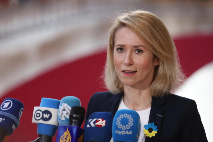 L’Alta rappresentante Kaja Kallas durante il punto stampa