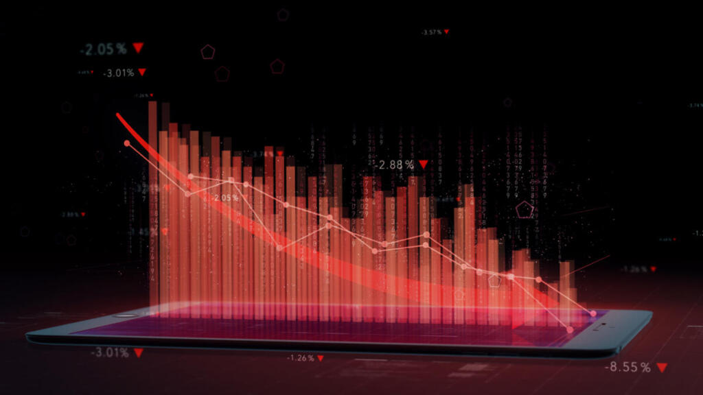 Schermata di trading con linea rossa in discesa