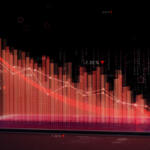 Schermata di trading con linea rossa in discesa