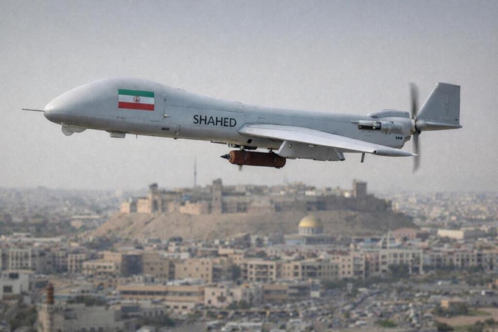 scena simbolica legata alla notizia dell’attacco con drone alla base militare vicino a Erbil