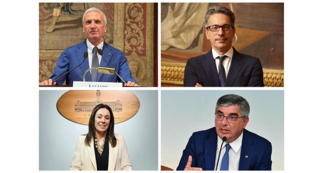 Da sinistra in senso orario: Luciano Ciocchetti, Orfeo Mazzella, Luciano D’Alfonso e Vanessa Cattoi