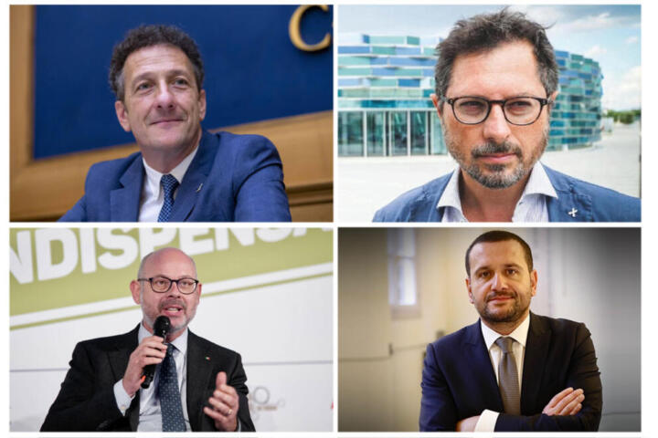 Nella foto da sinistra in senso orario: Alberto Gusmeroli, Francesco Emilio Borrelli, Toni Ricciardi e Andrea De Bertoldi