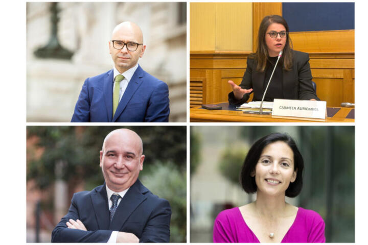 da sinistra in senso orario: Giulio Centemero, Carmela Auriemma, Francesca Ghirra e Pino Bicchielli