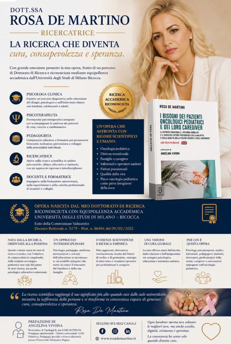 Oncologia pediatrica: dalla ricerca scientifica al libro di Rosa De Martino